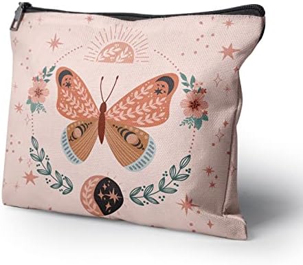 Cafl Boho Butterfly Makeup Bag Magical Luna Butterfly zipper torbica kozmetička torbica velika putna posteljina šminka Organizator za torbicu za djevojčice žene 10×8Inch