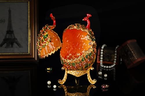 QIFU preko 7 H Faberge kutija za sitnice u stilu jaja na šarke, kolekcionarska figurica pauna, kutija