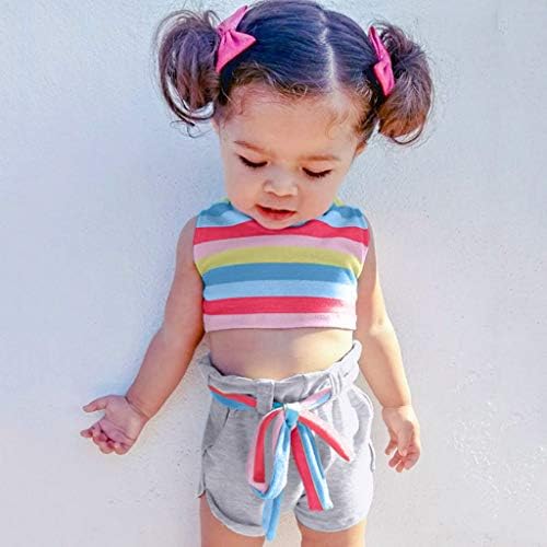 Baby Donosi kućne odjeće Djevojke prugaste kratke hlače Baby Rainbow rukavi bez rukava + Bowknot Toddler