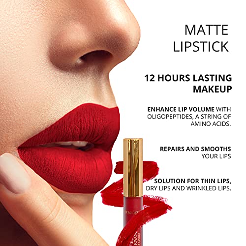 Lip Booster Matte | sadrži hijaluronsku kiselinu, kolagen i Oligopeptide / popravke i zaglađivanje / 12 sati trajni mat ruž za usne / njeguje i hidratizira usne / Mela Beauty Studio Professional Makeup