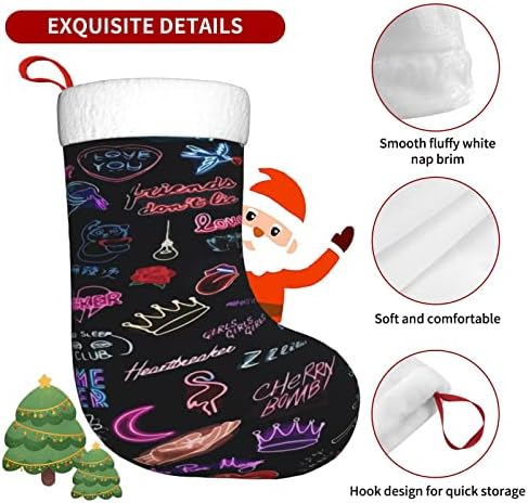 Austenstern Božićne čarape Neon Flamingo dvostrani kamin Viseći čarape