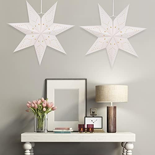 Happyyami Paper Paper Papir Star Lanterns Lampshade stropno svjetlo Svjetloshada 7 istaknuta zvijezda svjetla Shade 3D Paper Star Lampshade za božićnu zabavu Kućne viseće ukrašavanje Papirske zvijezde