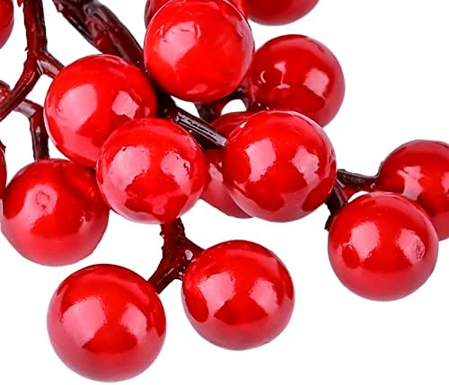 Jutieuo 20pcs Artificial Crvena bobica - 7,5 inčni božićni božićni berri - Holly BERRIES Podružnice za