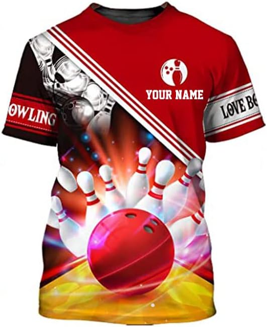 HOMEDESIGN Personalizirana košulja za kuglanje Custom kuglanje Bowling poklon Bowling Majice za žene i muškarce