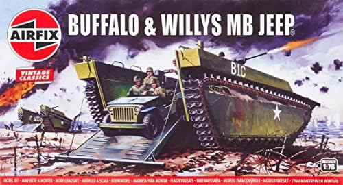 Airfix Vintage Classics Buffalo & amp ;Willys MB Jeep 1:76 Drugog svjetskog rata vojno vozilo za slijetanje Plastic model Kit A02302v