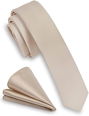 GUSLESON Fashion 1.58 (4cm) jednobojne kravate i džepni kvadratni Setovi za muškarce + Poklon kutija