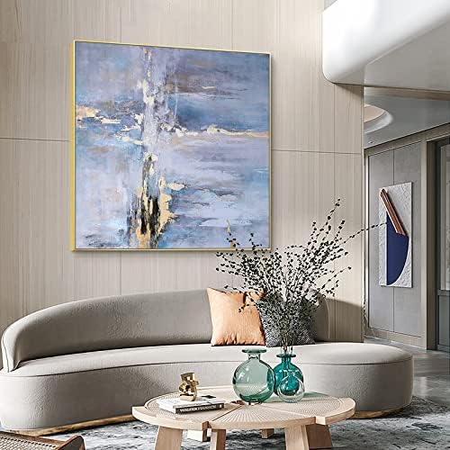 Moderna apstraktna ručno obojena uljana slika-kvadratna zlatna folija Koridor trijem umjetnička slika svjetlo