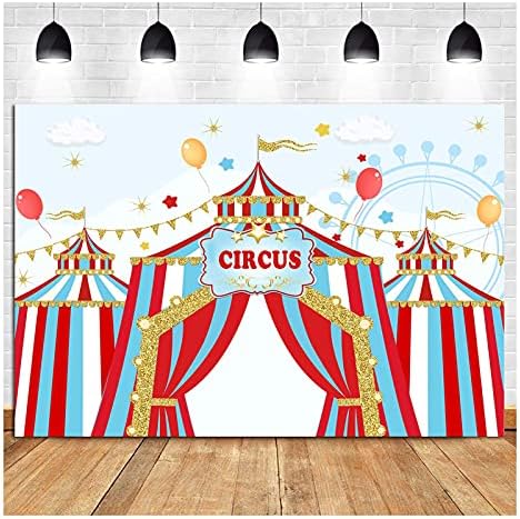 Plavo nebo crveno bijelo prugasti šator Ferris Wheel Circus Carnival tema fotografija pozadina