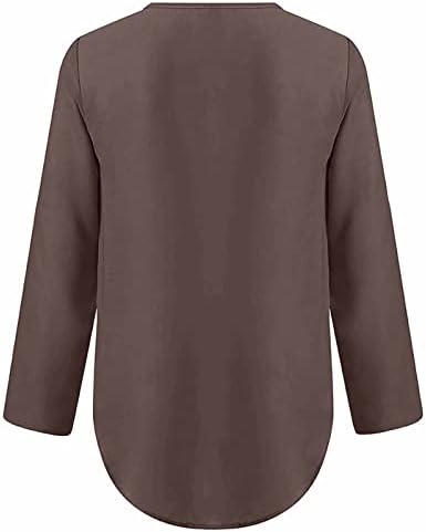 Bluze za žene Pola zatvarača dressy vrhovi V izrez šifon bluza Tuničke majice 3/4 Roll rukava