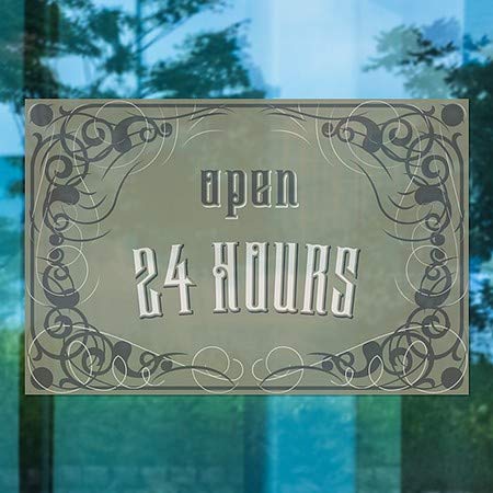 CGsignLab | Otvoren 24 sata -Victorian gotic prozor Cling | 36 x24