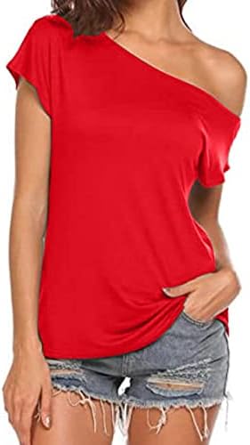 Ženske košulje Čvrsta boja kosi ovratnik s ramena T-majice Ljetni seksi udobnih tina laganih