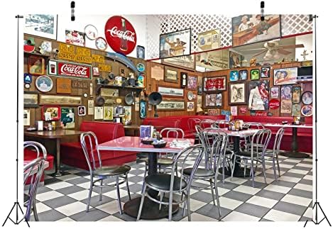 BELECO 10x8ft tkanina Retro restoran pozadina Classic 50s Soda Shop vrijeme obroka lokalna večera sa zidom
