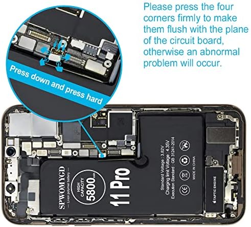 SPWOMYGD 5800mah nadograđena baterija velikog kapaciteta za iPhone 11 Pro, baterija za zamjenu ciklusa