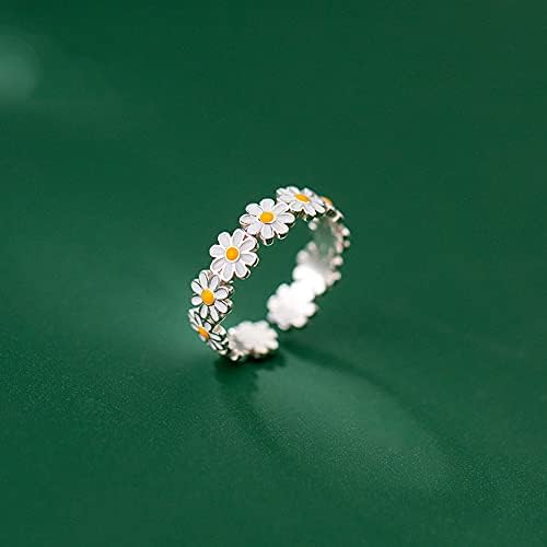 Slatka tratinčica cvijet Open Statement Rings srebra 925 podesivi suncokret vjenčanje zaručnički prsten