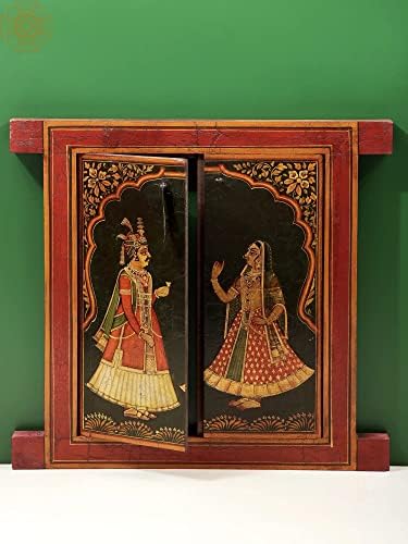 Egzotična Indija 13 ručno oslikana ljubavna slika kralja i kraljice Jharokha / Handmade-tradicionalne boje W