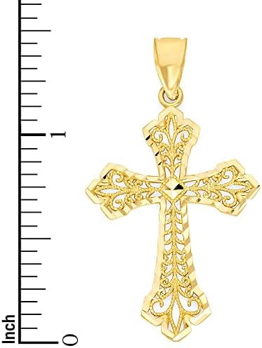 10k pravi čvrstog zlata zamršene krst privjesak za ogrlicu, Christian molitvu nakit poklon za nju