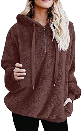 CQCYD ženske nejasne dukseve Sport pulover Sherpa Hoodie ugodne prevelike džepove Dukserice