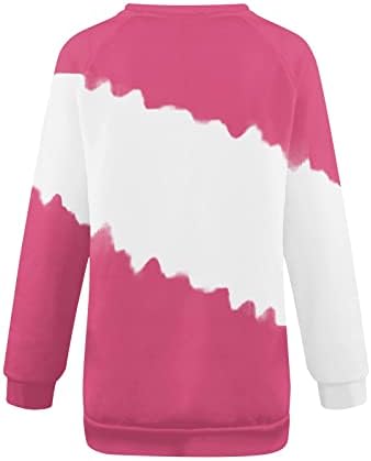 2023 modne majice za žene duge rukave Tie-dye boja blok Tees pulover vrhovi labava Casual majica