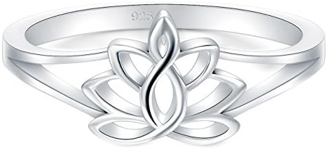 Boruo 925 srebrni prsten, Lotus Flower Yoga visoko poljski tamni otporni Comfort Fit vjenčani prsten