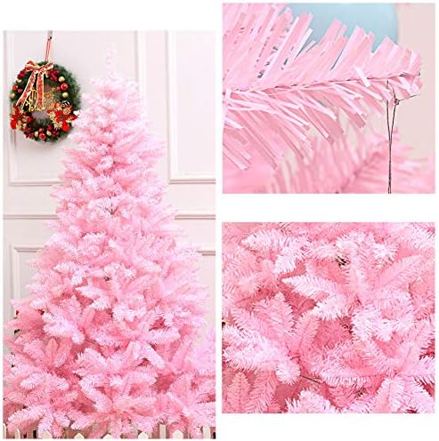 ZPEE umjetno ružičasto božićno drvce, materijal PVC šarkiran borovi drvo sa metalnim štandom jednostavan za sastavljanje