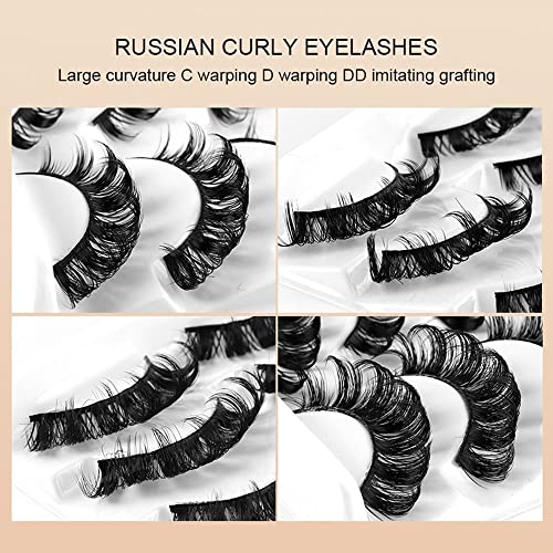 4 para ruskih traka trepavica, Fluffy D Curl Cat Eye Lashes lažne trepavice Ekstenzije trepavica, ukrštene višeslojne