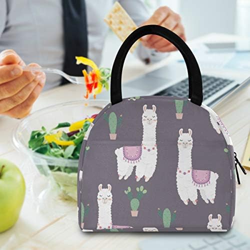 Izolovana torba za ručak za žene-Alpacas Cactus velike nepropusne torbe za ručak sa naramenicama za rad