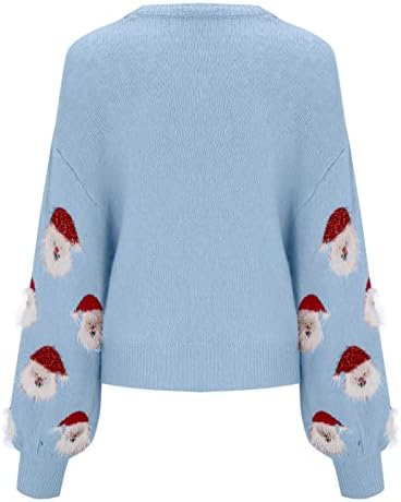 Džemper za božićne pletenje za žene slatke vesele Xmas pulover vrhove dugih rukava s dugim rukavima
