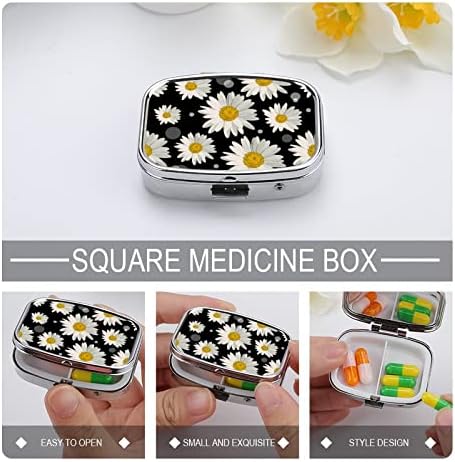 Dozator za pilule Bijela kutija za pilule Daisy Prijenosna metalna kutija za pilule za pilule / Vitamin