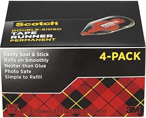 Scotch Adhesive Dot Roller Value Pack,.31 in x 49 ft, 4 paket, odličan za kućne, kancelarijske i školske