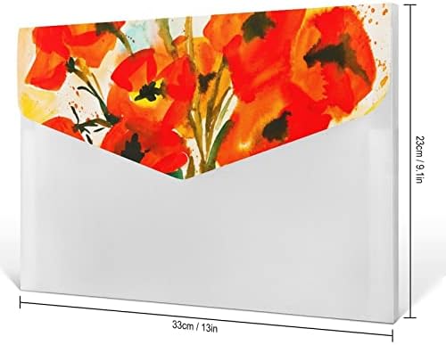 Akvarel crveni mak Floral Plastic Colored File Folder sa 6 džepova Organizator harmonika držač dokument za