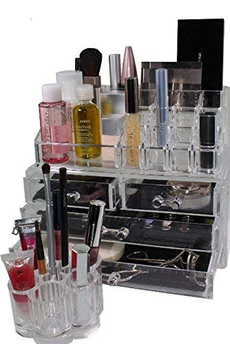 Set od 2 čiste akrilne kozmetike, nakit i držač četkica za organizatoru za šminku sa 12 mjesta