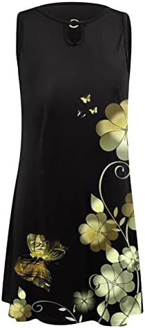 OSFVNOXV ljetne haljine za žene 2023, haljina bez rukava Boho cvjetni Print izdubljeni Tank haljina A-Line lepršave haljine na plaži