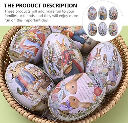 Toyvian Easter Metal Tin Uskrs poklon kutija 6pcs Uskršnja slatkiša u obliku jaja slatka zeko