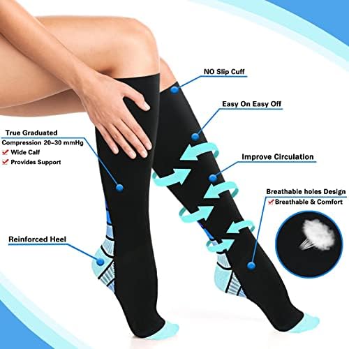 Čarape za kompresiju za žene plus veličine koljena visoka čarapa široka teletska cirkulacija od 20-30mhg