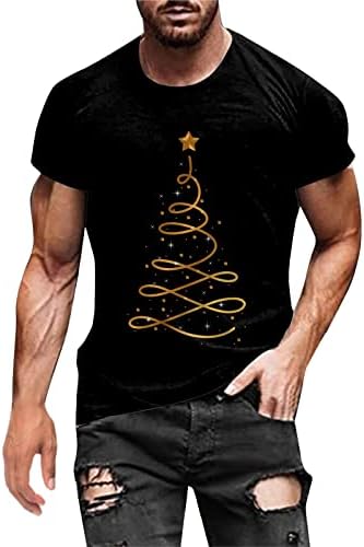ZDFER Božićne muške majice Vojnici kratkih rukava 3D Xmas Snowflake Tree Ispis Party GRAFIC Slim