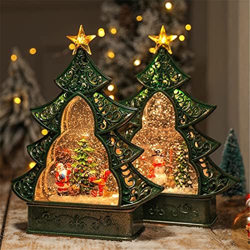 Yehei Božićne stablo Snežni globusi, božićne fenjer sa muzikom, sjajne snježne pahuljice vodeni ljekovi kućni ukras, Božićni ukrasni, Djed Mraz