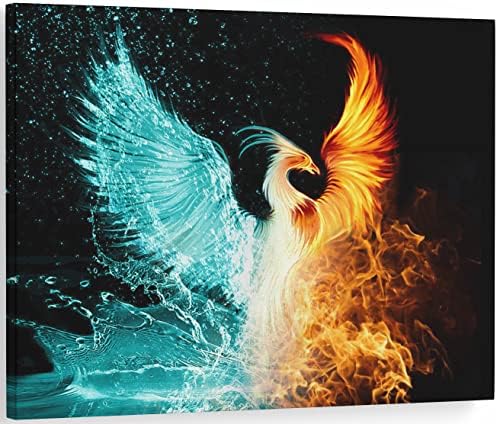 Rising Phoenix Wall Art Canvas Poster štampa pola leda i Vatre Phoenix Bird Nirvana Decor Kineski zmaj slika