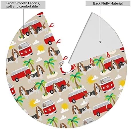 Basset Hound Dog Ljetni autobus Palm Trees ispisano božićno suknje od stabla 48 za Xmas Holiday