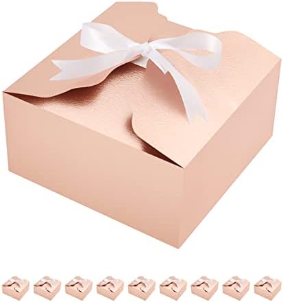 Rosegld 10 poklon kutija 8x8x4 inča, poklon kutije sa vrpcama, djeveruše poklon kutije sa poklopcima