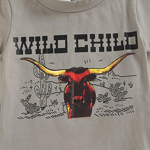 Ljetni kompleti odjeće za dječaka za djecu Zapadni šorc za krave Outfit majica sa slovima/govedom / dječakom s printom i šorc sa vezicama