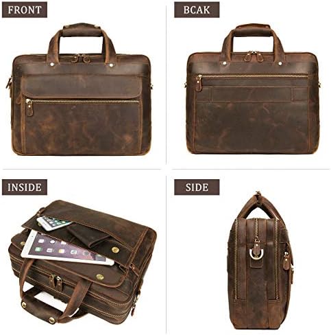 Augus kožna aktovka za muškarce Business Travel messenger torbe 15,6 inčna torba za Laptop YKK metalni Zipper,