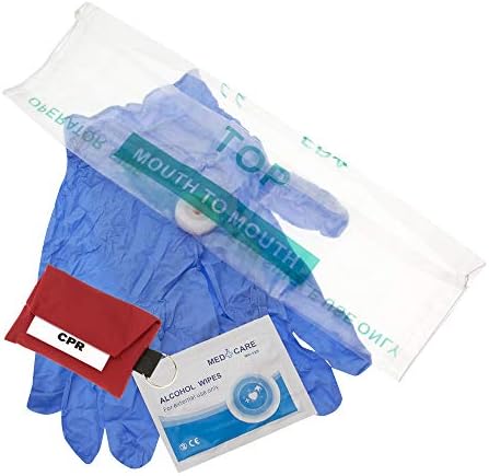 ASA TechMed 25 pakovanje CPR maske za lice za lice ključa sa rukavima | Jednosmjerna ventila Lice Shield maska
