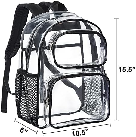Clearworld Clear ruksak, transparentan stadion ruksak sa ojačanim dna & multi-džepovi, vidjeti kroz Bookbag za rad, sigurnosna provjera & sportskih događaja