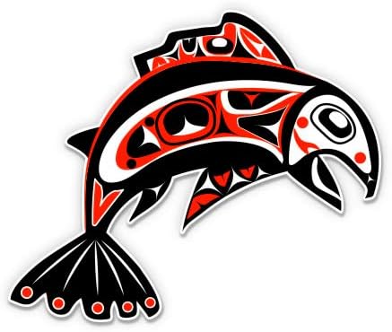 GT grafika Pacific Northwest Native Art Ribe Tribal - 3 Vinilna naljepnica - za auto laptop