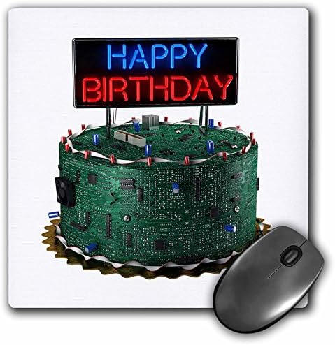 3Droza LLC 8 x 8 x 0,25 inča Pad miša, sretan rođendan kolač za geek geeks krug ploče