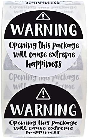 Crno-bijeli divan upozorenje: Extreme Happiness Labels / 500 Small Business paket naljepnice / 1.5