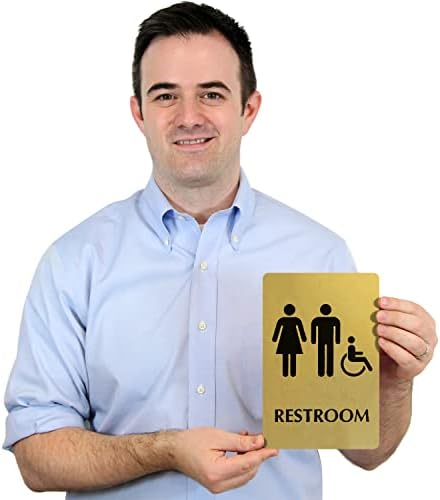 SmartSign 6 x 9 inčni potpoznaj za toalet sa muškarcima / ženama / hendikep dostupnim piktogramima za