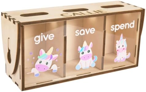 Dječje drvene svinje, ukrasne crtane jednorožne uzorke, 3 sjene kutije i rupe daju uštedu potrošnje,