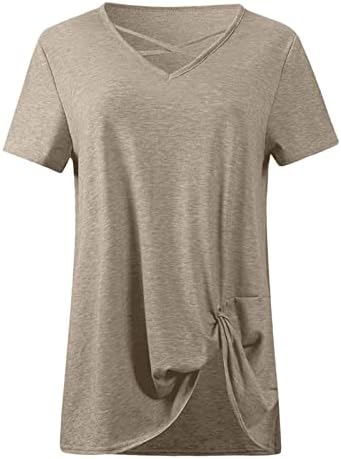 Charella Wrap zavoj osnovne majice za dame Ljeto Jesen kratki rukav V izrez opuštene fit bluze košulje