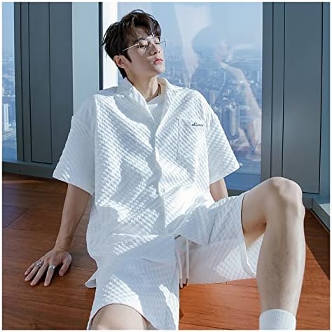 N / A Bijele crne kratke hlače Postavite ljetno trenerke Muška odjeća Korean Streetwear Kupovina